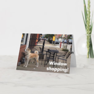 CARTE WINDOW SHOPPING "AKITA" DIT HEUREUX ANNIVERSAIRE