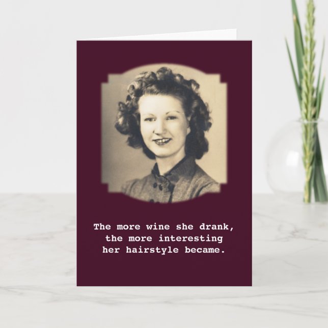 Carte Wine Drinking Hairstyle Vintage Photo (Devant)