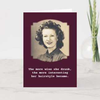 Carte Wine Drinking Hairstyle Vintage Photo