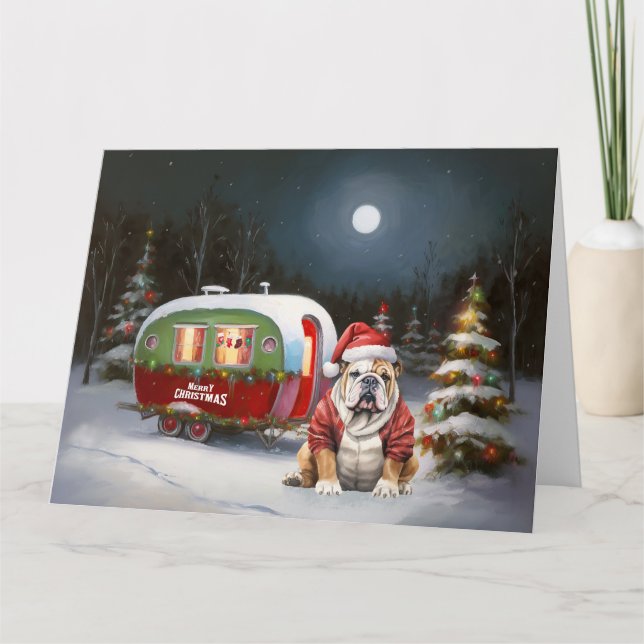 Carte Winter Bulldog Caravan Christmas Adventure (Devant)
