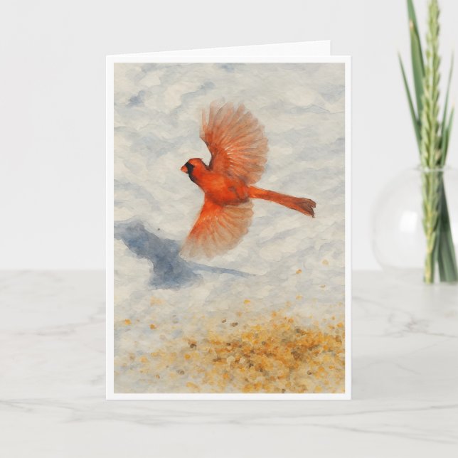 Carte Winter Cardinal in Flight (Devant)