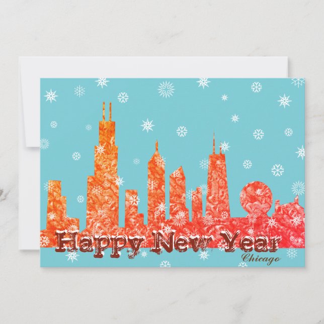 Carte Winter Chicago Skyline Holiday (Devant)