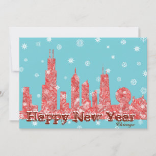 Carte WInter Chicago Skyline Holiday