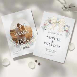 Carte Winter Floral Photo Save The Date