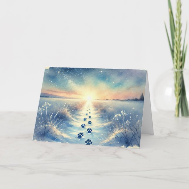 Carte Winter Pet Sympathy Watercolor Card (Devant)