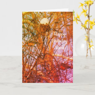 Carte Winter Robins Nature Art Personnalisé Anniversaire