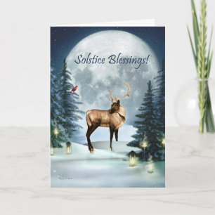 Carte Winter Solstice Deer Stag Holiday Card