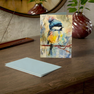 Carte Winter Songbird in Knit Hat | Powder Ash Greeting