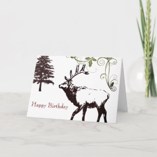 Carte Winter Wonder Land Wild Elk Joyeux Anniversaire