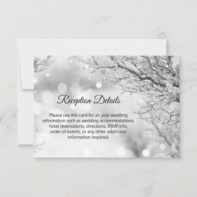 Carte Winter Wonderland Snow Branch Détails du Mariage (Devant)