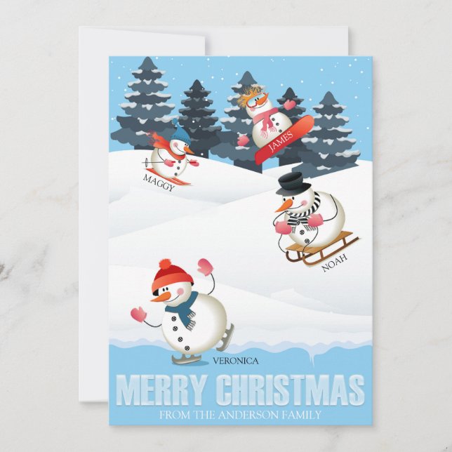 Carte Wintersport Snowmen Illustration Noël (Devant)