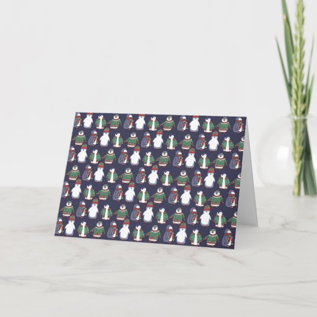 Carte Wintery Penguins, personnalisable ! (Devant)