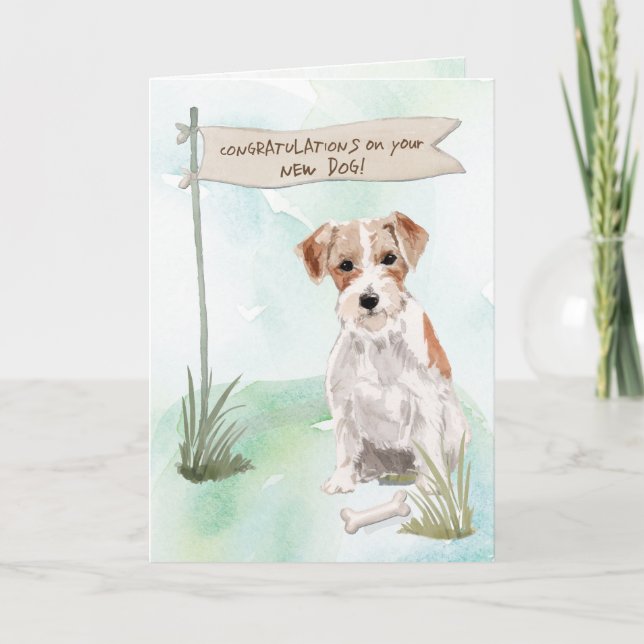 Carte Wire Haired Jack Russell Félicitations pour le nou (Devant)