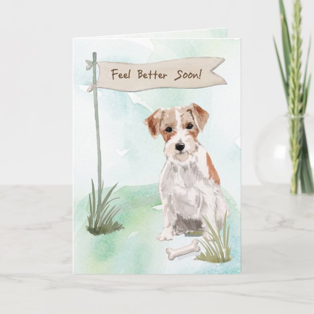 Carte Wire Haired Jack Russell Se sentir mieux à Chien (Devant)