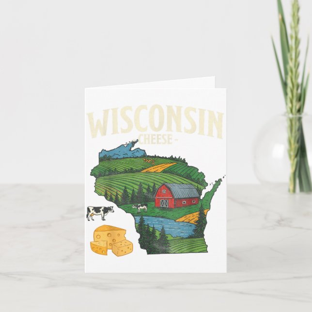 Carte Wisconsin Cheese State Pride Farm Dairy Lover Gift (Devant)