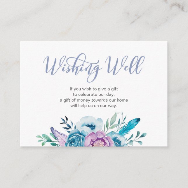 Carte Wishing Well | Fleurs violettes (Devant)