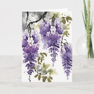 Carte Wisteria - Fleurs aquarelles