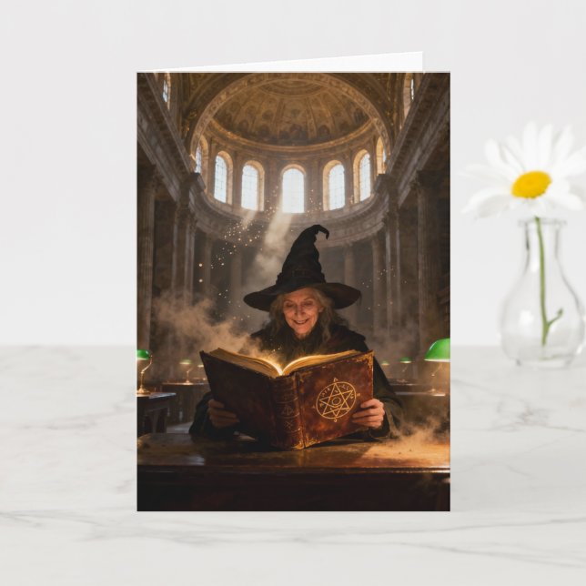 Carte Witch in the Library Blank Inside All Occasions (Petite plante)