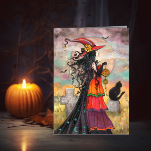 Carte Witch Way Halloween Witch Art