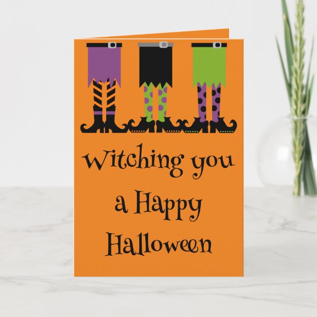 Carte « Witching You A Happy Halloween » pliée 5"  (Devant)