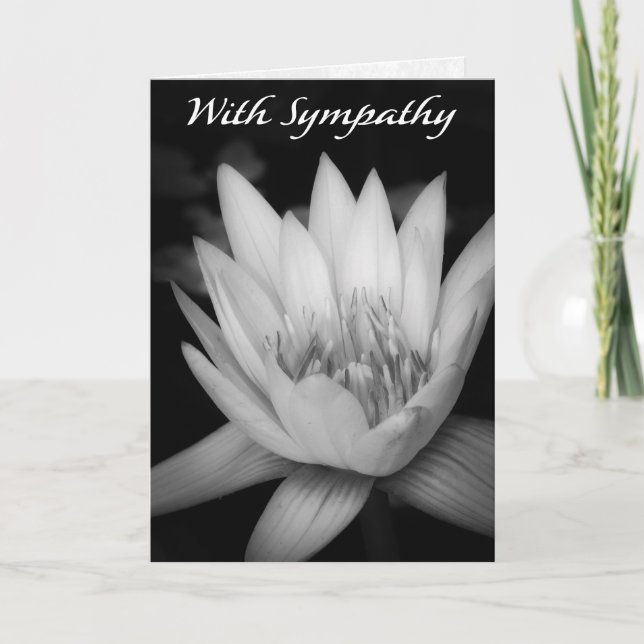 Carte “With Sympathy” Water Lily CFolded Greeting Card (Devant)