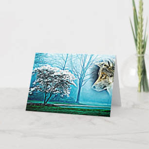 Carte Wolf Animal Spirit Forêt Paysage art Abstrait