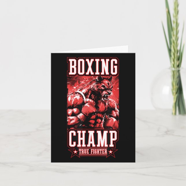 Carte Wolf Boxing Champ _ Boxer Fighter Motivation  (Devant)