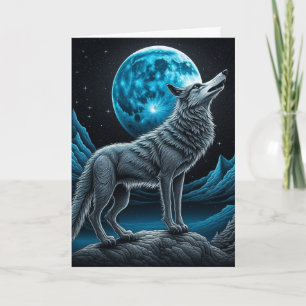 Carte Wolf debout devant la Pleine lune vide