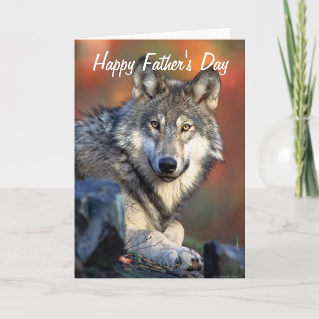 Carte Wolf Photographie Fête des pères heureuse (Devant)