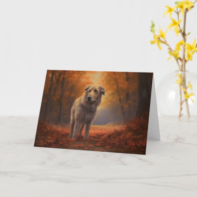 Carte Wolfhound à l'automne Leaves automne Inspire (Fleur jaune)