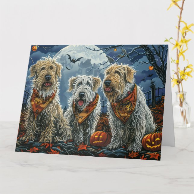 Carte Wolfhound Halloween Éffrayant (Fleur jaune)