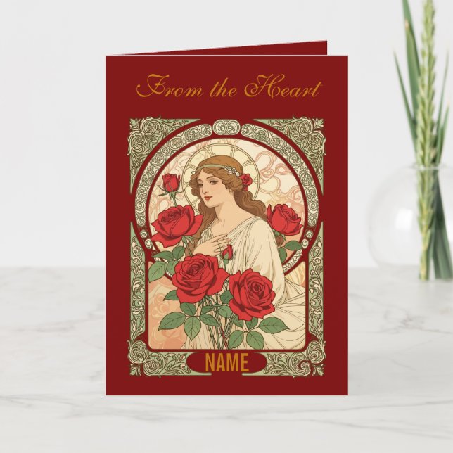 Carte Woman With Roses Romantic Illustration (Devant)