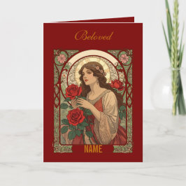 Carte Woman With Roses Vintage Illustration
