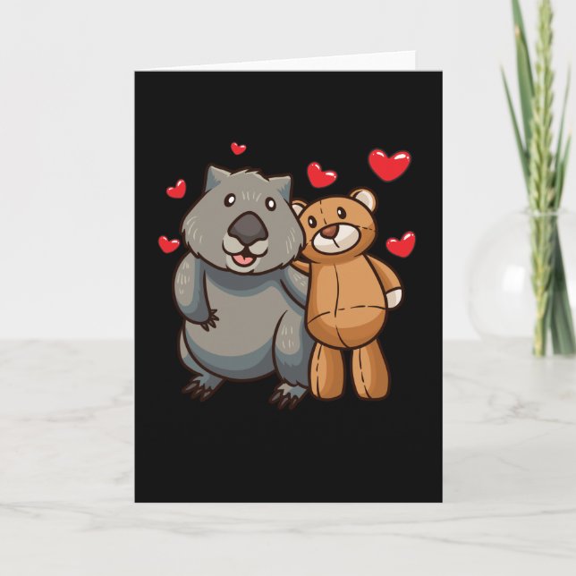 Carte Wombat Avec animal en peluche (Devant)