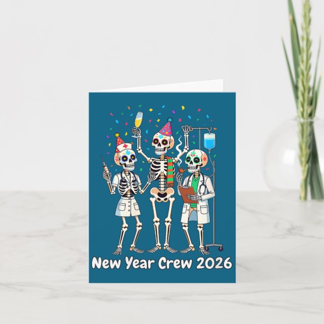 Carte Women's Funny Nurse Skeleton New Year Crew 2026 Er (Devant)