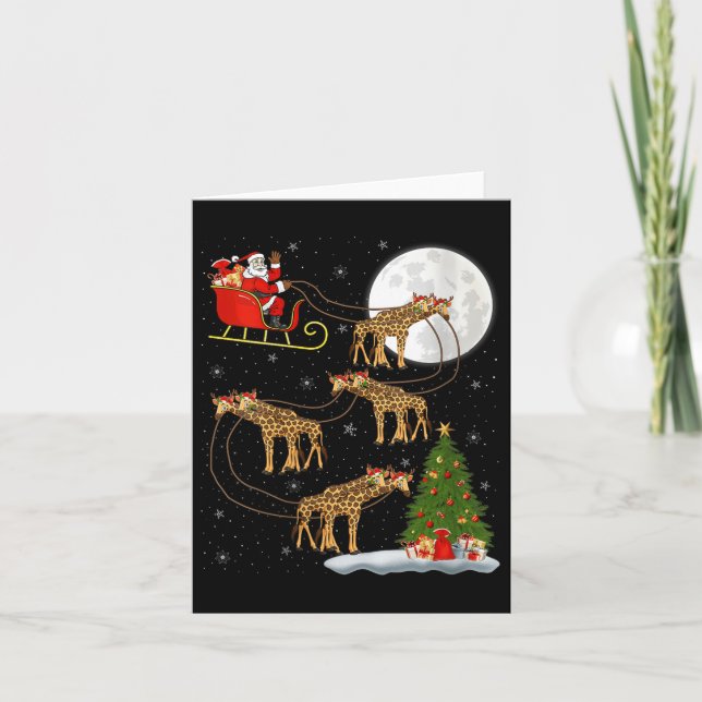 Carte Womens Giraffe Santa Sleigh Flying Funny Magical C (Devant)