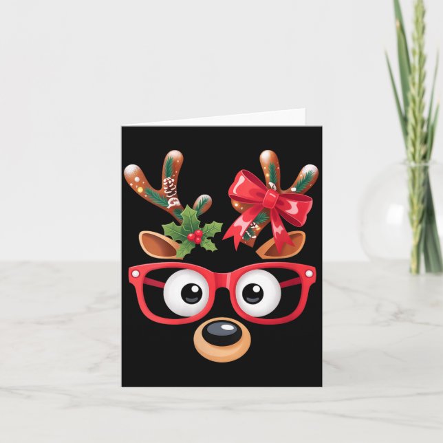 Carte Womens Matching Family Christmas Reindeer Face Gle (Devant)