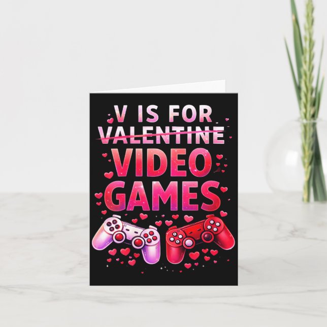 Carte Women's V Is For Video Games Funny Valentines Game (Devant)