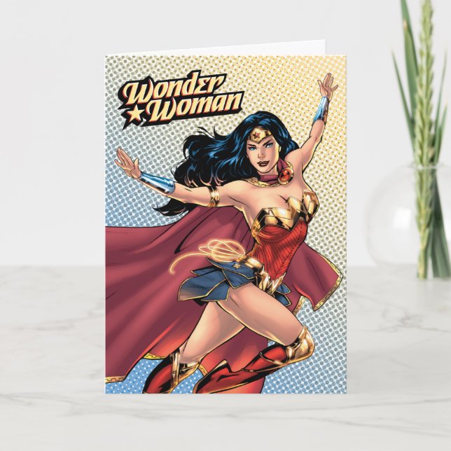 Carte Wonder Woman Portant Cape (Devant)