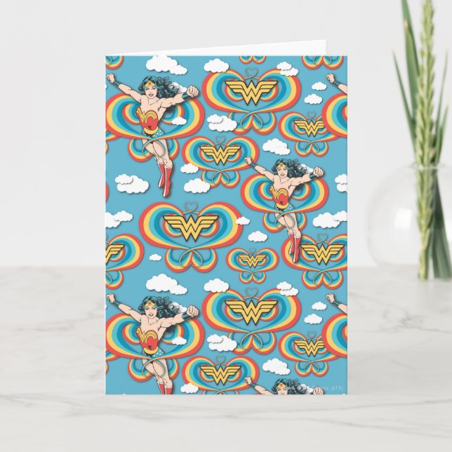 Carte Wonder Woman, une femme qui vole haut Motif (Devant)