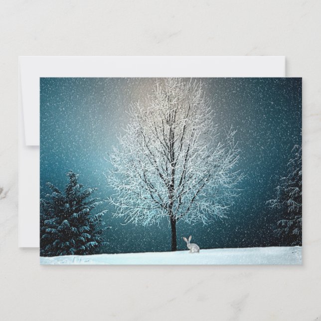 Carte Wonderland d'hiver avec lapin (Devant)