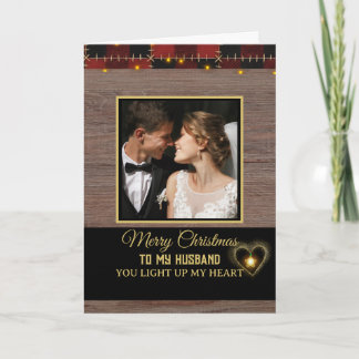 Carte Wood Red Plaid Merry Christmas to my Husband 