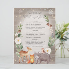 Carte Woodland Animaux Baby shower Phone Game Card