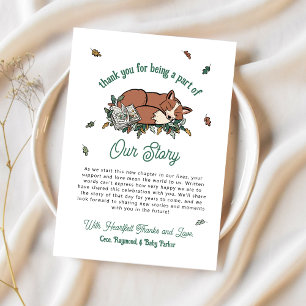 Carte Woodland Fox Storybook Baby shower Merci