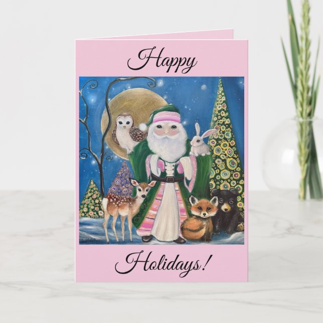 Carte Woodland Santa and Animals Holiday (Devant)