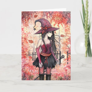 Carte Woods of Automne Witch Greeting Card