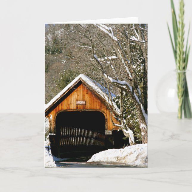 Carte Woodstock, pont couvert de VT en hiver (Devant)