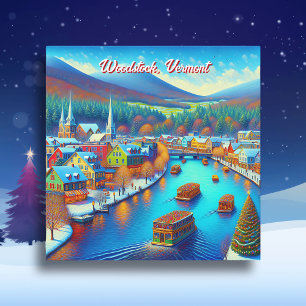 Carte Woodstock, Vermont à l'heure de Noël