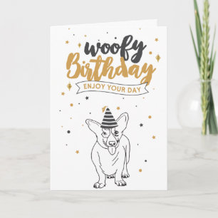 Carte Woofday Anniversaire Corgi mignonne Chiot Croquis 