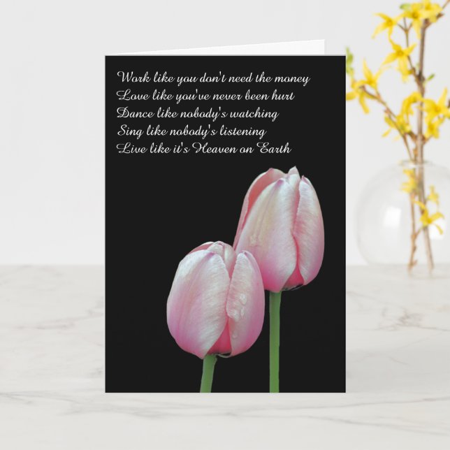 Carte Work Love Dance Chanter Live Tulip Inspirational (Fleur jaune)